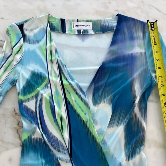 EMILIO PUCCI BLUE MULTI OCEAN PRINT DRESS MODEL 21RGO3 SIZE IT 40 / US 6 - Picture 13 of 16